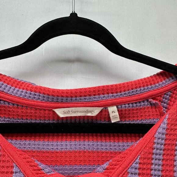 Soft Surroundings Sweater Womens PL Serene Button Collar Waffle Knit Red Purple - Picture 7 of 11